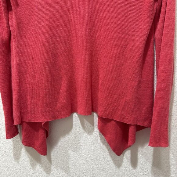 Eileen Fisher 100% Organic Linen Angled Front Cardigan Red Pink Womens XS Crop - Picture 7 of 7